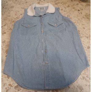 Andrew Sports Women's Button-Up Blouse Blue Medium